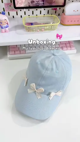Unbox mũ lưỡi trái đính nơ địu đà 🎀 #unboxing #fyp #viral #muluoitrai #phukienthoitrang #muluoitraiunisex 