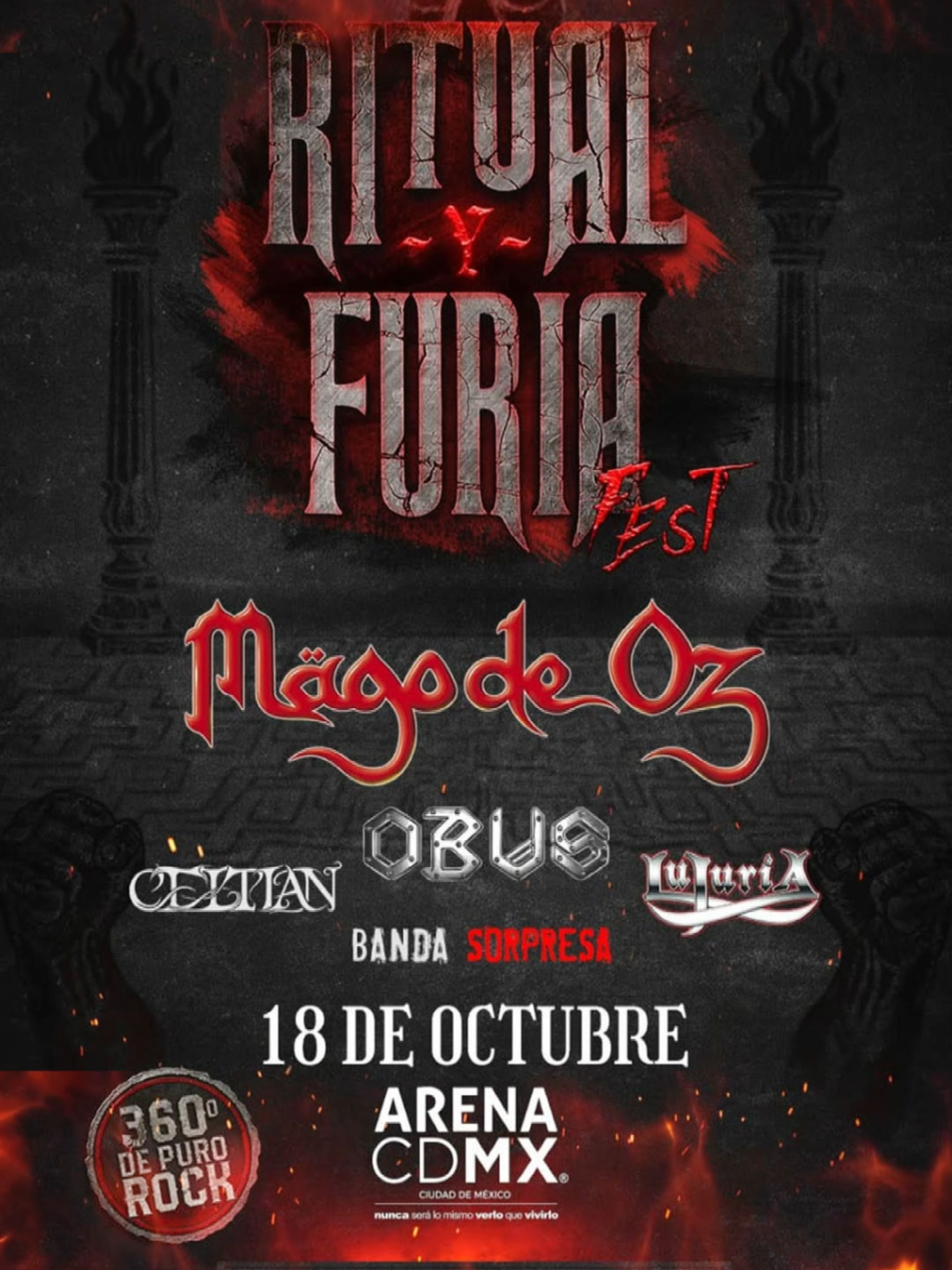 Obús estará en el Festival Ritual y Furia el 18 de octubre de 2025, encabezado por Mago De OZ, y junto a Celtian y Lujuria en el Arena CDMX de Ciudad de México en un escenario 360º. #obus #RitualyFuria #festivals #Concierto #magodeoz #celtian #lujuria #arenacdmx #arenacdmxmexico #ciudaddemexico #liveconcert #musica #show #escenario360 @arenacdmx