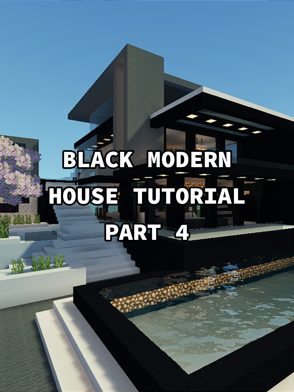 Black Modern House Tutorial - PART 4! Materials Used: * Glowstone * Smooth Quartz Slab * Smooth Quartz Stair * Grass Block * Tall Grass * Black Concrete * Water * Black Stained Glass * Black Stained Glass Pane * Gray Concrete * Dead Brain Coral Fan * End Rod * Gray Carpet * Chain * Lantern * Trapdoor * Sign Wait for Part 4!! #Minecraft#minecraftbuilding#minecrafttutorial#minecraftjava#minecraftjavaedition#modernhouse#blackhouse#minecraftmodernhouse#fyp#fypviral#fypツ#fypage#fyppp