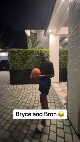 Bron wasn’t having the trash talk from his son 😅 (via _justbryce/IG) #NBA #basketball #lakers #lebron #brycejames 