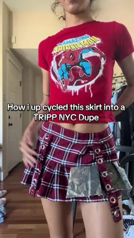 Upcycle with me bc who can afford TRIPP NYC in this economy  #dupe #upcycle #fashiondesigner #sewing #trippnyc #fypシ #fyppppppppppppppppppppppp 