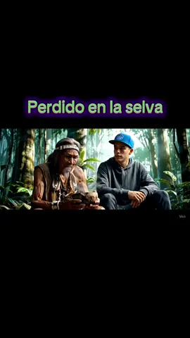 Hombre joven se pierde en la selva y se encuentra con un chamán. Le pide consejo para salir. #fyp #inteligenciaartificial #veo3 #tribu #fyp 