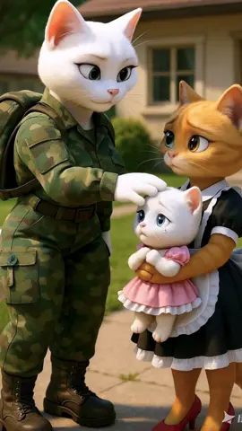 Kitten Crying Alone Army Mom Fights Back!#cat #kitten #orangecat 