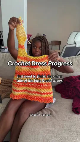 Crochet dress WIP! I’m using 3 skeins of the Big Twist yarn & a 5mm crochet hook. Free pattern on YouTube by Nkera Crochets #crochetwip #yarnstash #bigtwistyarn #crochetdress 