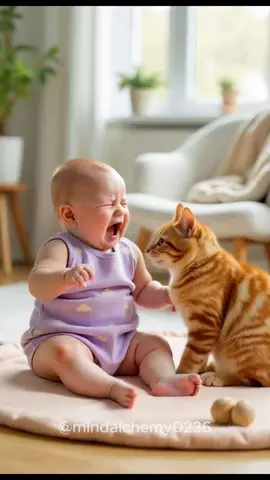 Cute baby having fun with cat 😂 #cutebaby #cutecat #fart #orangecat #babylaugh #petlovers #pet #funnybaby #funnyvideo #funnymoments #catlaughing #fyp #ai 