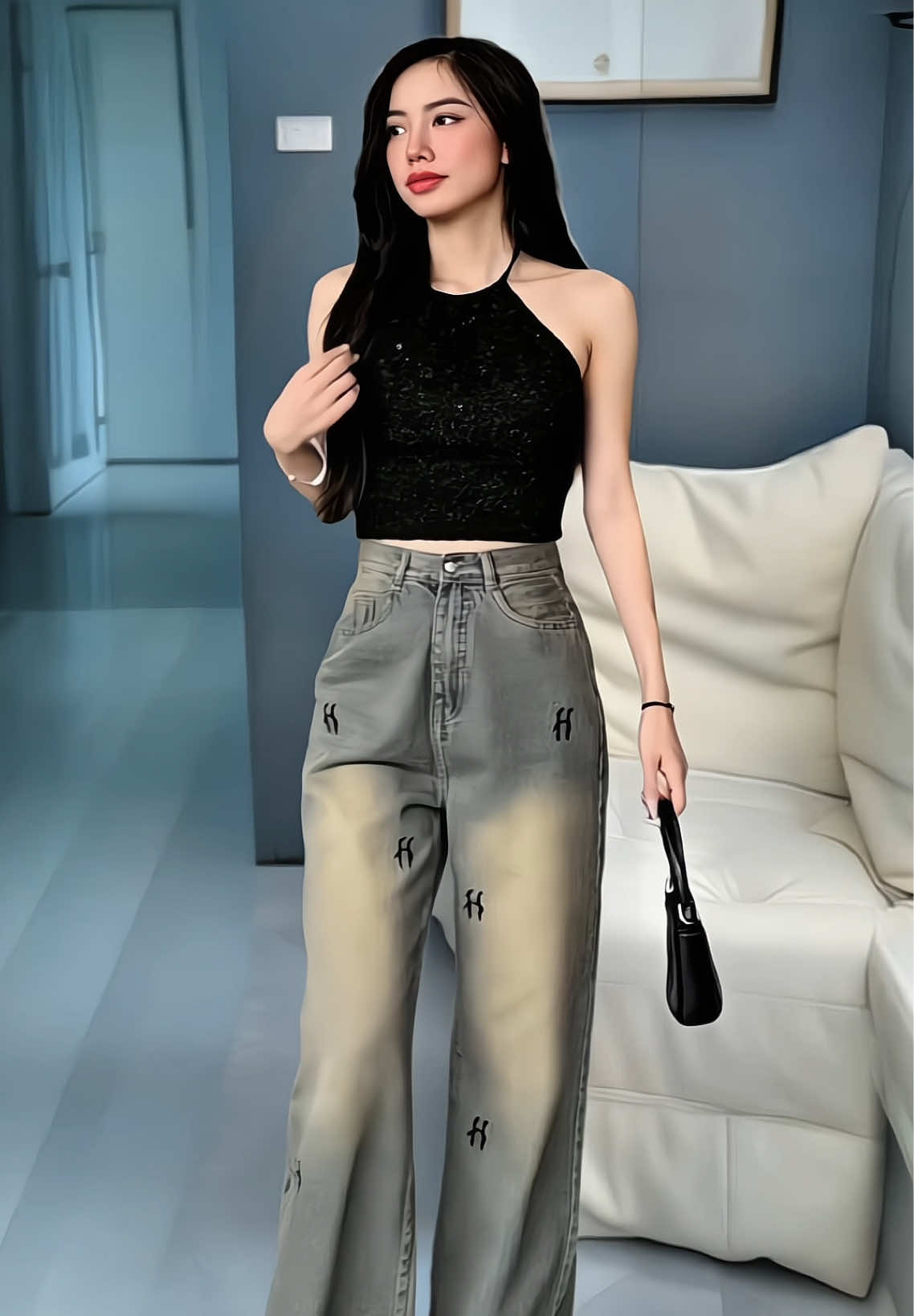 Quần beggy jean nữ cạp cao quần jean nữ ống rộng logo thêu chữ H thời trang 2024 BG 47 Women Lưng Cao Ong Pants ( From dưới 60kg ) Không co dãn #xuhuong #sanphamxuhuong #xuhuongtiktok #thoitrangnu #thinhhanhtiktok #xhtiktok #tiktokshop #thinhhanh #hottrend #donu #thoitrang #tiepthilienket #donuxinh #quanjean #quanjeannu #quanjeanongrong #quanjeanbaggy #quanjeanbaggynu