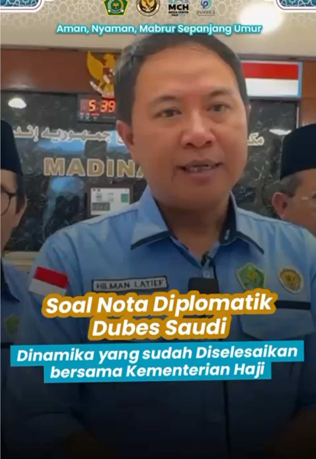 Beredar di media, nota diplomatik dari Duta Besar Arab Saudi di Jakarta terkait catatan penyelenggaraan haji 1446 H/2025 M. Dirjen Penyelenggaraan Haji dan Umrah Kementerian Agama Hilman Latief mengatakan bahwa itu terkait dinamika penyelenggaraan ibadah haji yang sudah terselesaikan dan disampaikan penjelasannya kepada Kementerian Haji dan Umrah Arab Saudi. Nota Diplomatik itu terbit pada 16 Juni 2025. Nota Diplomatik itu sejatinya menjadi catatan tertutup yang hanya ditujukan pada tiga pihak, yaitu: Menteri Agama dan Dirjen Penyelenggaraan Haji dan Umrah, serta Direktur Timur Tengah pada Kementerian Luar Negeri. “Ada beberapa isu yang menjadi catatan dan tantangan saat masa operasional. Alhamdulillah sebagian besar sudah bisa kita atasi di lapangan dan kita sampaikan penjelasannya kepada otoritas setempat. Surat tersebut berbicara tentang apa yang kita lakukan sejak dua sampai empat minggu lalu, yang tetap dimasukkan sebagai catatan untuk perbaikan oleh penyelenggara haji,” sebut Hilman Latief di Madinah, Jumat (20/6/2025).