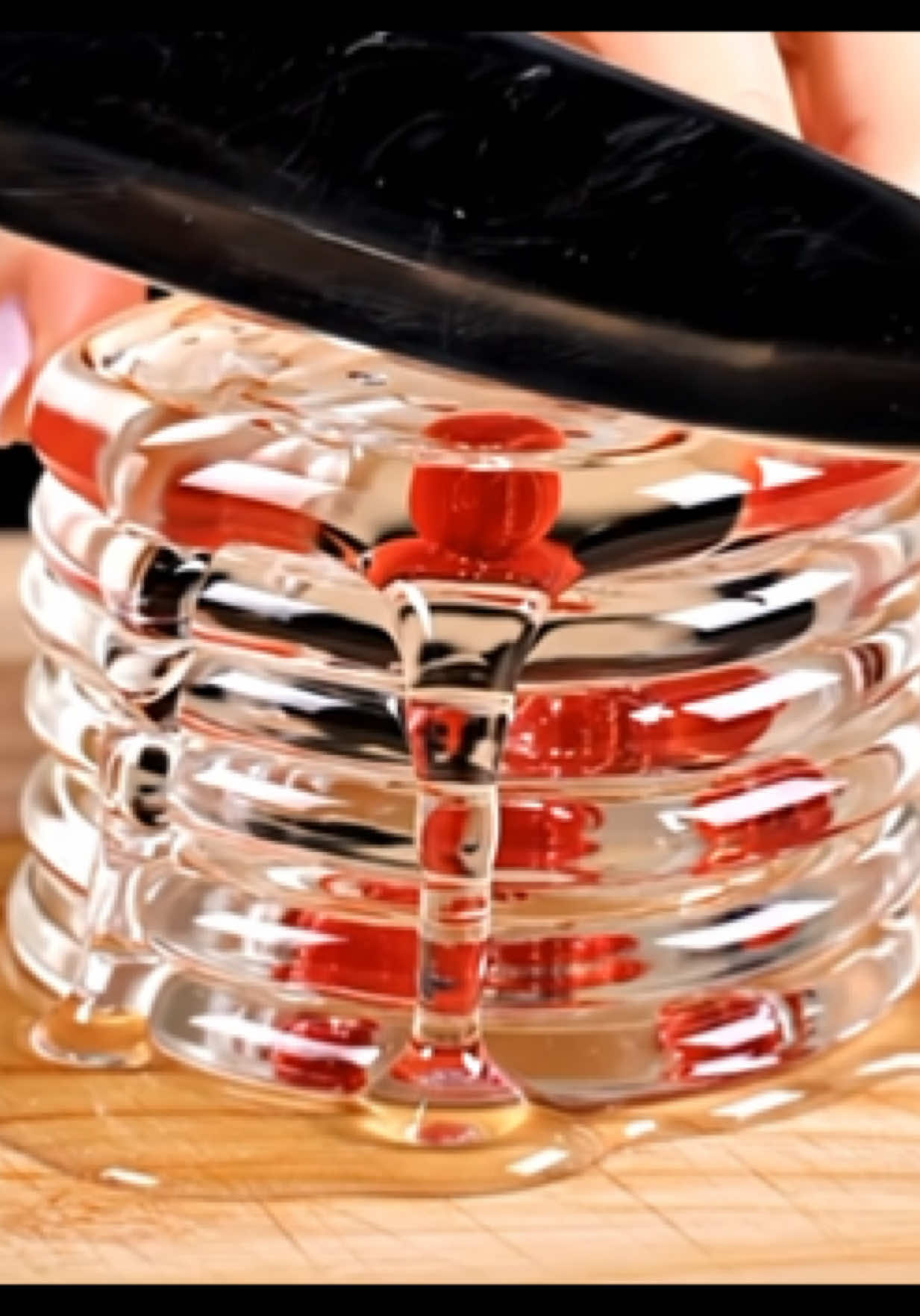 ASMR glass breakfast 🥞   #oddlysatisfying #asmr #satisfying #aiasmr #asmrai #veo3 #breakfast #glassfruit 