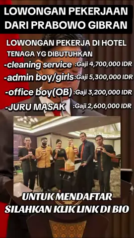 YANG MASIH MENGANGGUR,SEGERA DAFTAR DIRI ANDA DI LINK BIO KAMI,APABILA MENGINGINKAN LOWONGAN PEKERJAAN#peluangusaha #LOWONGAN #PEKERJAAN #PRABOWO #LOKER 