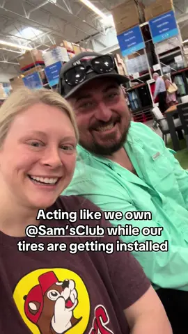 Highly recommend chilling out on their lawn furniture and see the looks you get 🤪 #sams #samsclubscanandgo #couplecomedy #couplegoals #marriedlife #marriedcouple #marriedlifehumor #daydate 