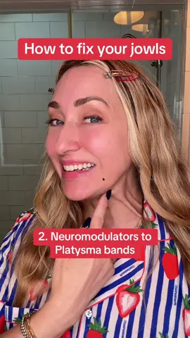 Improve your jowls with this technique! You can have a tighter and lifted jawline by using neuromodulators to relax the downward pull on the neck. And use filler anterior and posterior to the jaw to hide the appearance of any loose skin. ##jowls##jawline##nefertitinecklift##necklift##antiaging #tox 