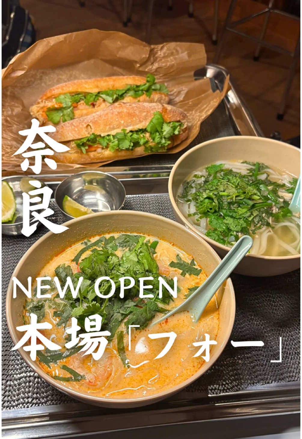 ［@moa_nara_gourmet］←奈良カフェグルメはこちら 今回は、【NEW OPEN 本場「フォー」】をご紹介しました！　 店構えからベトナムの雰囲気漂うこちらのお店では、本格的なフォーをメインとしたベトナム料理を楽しむことができます！ 今回はフォー2種類とバインミー２種類を注文♪ バインミーはRegular が売り切れでLarge しかなかったから、1人あたりフォー１つとLargeのバインミー１つ食べたんだけどどっちも美味しくてぺろりでした😋 ◯フォー・ガー 鶏の旨みが凝縮されたスープにパクチーをしっかり感じられて、これぞフォー！！っていう感じでした✨ シンプルながらハマってしまう美味しさ❣️ ◯フォー・トムヤム えびがゴロゴロ入ってて、ココナッツミルクでクリーミーさとまろやかさを感じる中にスパイスも感じる味わいが楽しめます！ フォー・ガーよりパクチーの主張は控えめで苦手な方でも食べやすそう！ ◯バインミー この時は限定の「厚揚げの照り焼きバインミー」と「トマトの肉詰めバインミー」でした！ 特にトマトの肉詰めバインミーが、お肉の旨みと野菜の酸味のバランスが抜群で、パンとともに噛み締めると口いっぱいに旨みが広がって最高だった🤤 今回は夜伺いましたが、今度は朝フォーとかしたいな〜！！って思ってます🤭 そして、夜メニューには他のベトナムの一品料理と豊富だったのでまた食べに行きたいです！ フォーが好きな方も今まで食べたことのない方も、ぜひ一度食べてみてください♡ お店のInstagramはこちら↓ @four_star_pho  「FOUR STAR PHO」 📍奈良県奈良市 馬場町19 🚶‍♀️‍➡️近鉄奈良駅から徒歩9分 🕑 ▷水〜土 朝/7:00-10:00 昼/11:30-15:00 夜/21:00-26:00（金、土のみ） ▷日 朝/7:00-10:00 昼夜/11:30-20:00 🎌月曜日、火曜日 👛フォー　¥1200 バインミー　Regular ¥680  Large ¥880 ※訪店当時の情報です ∽∽∽∽∽∽∽∽∽∽∽∽∽∽∽∽∽∽∽∽∽∽∽∽∽∽∽∽∽∽∽∽∽∽ こんにちは！もあです！🦌 このアカウントでは奈良のカフェ・グルメを発信しています☺️ 定番〜穴場までご紹介します🙌 行ってみたい！と思ったらいいねとフォローよろしくお願いします♪ ∽∽∽∽∽∽∽∽∽∽∽∽∽∽∽∽∽∽∽∽∽∽∽∽∽∽∽∽∽∽∽∽∽∽ #奈良モーニング #奈良ランチ #奈良ディナー #fourstarpho 