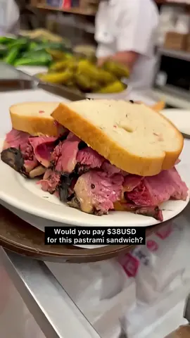 Would you pay $38USD for this pastrami sandwich? 🥪🤷🏽‍♂️ At @Katz’s Delicatessen  #fyp #foryou #katzsdeli #katzs #sandwich #nyc #newyork 