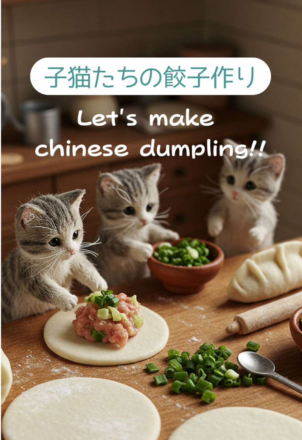 餃子作りに挑戦！ #猫 #ai猫 #猫のいる暮らし #aicat #catcooking #AI #ミニチュア #fyp 