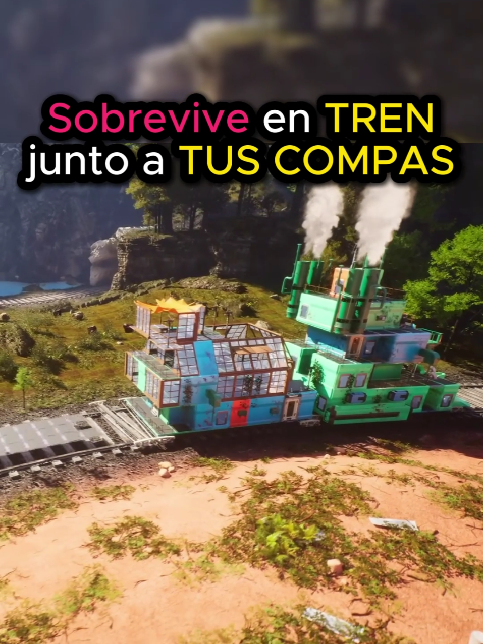Personaliza tu TREN junto a tus COMPAS con todo lo que encuentres en el EXTRAÑO PLANETA de este juego llamado Railborn #railborn #survivalgame #cozygames #coopgame 