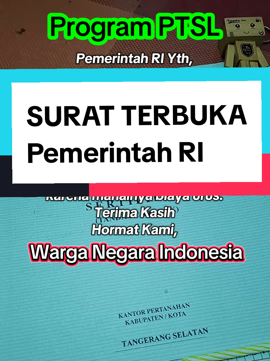 Program PTSL PTSL adalah Pendaftaran Tanah Sistematis Lengkap. Ini adalah program pemerintah Republik Indonesia, yg dilaksanakan oleh Badan Pertanahan Nasional (BPN), untuk melakukan pendaftaran tanah secara menyeluruh dan massal di suatu wilayah desa atau kelurahan. Tujuannya adalah untuk memberikan kepastian hukum atas hak kepemilikan tanah bagi masyarakat, serta untuk mengurangi sengketa tanah. ● Program Pemerintah PTSL adalah program nasional yang dicanangkan oleh pemerintah untuk mempercepat proses pendaftaran tanah.  ● Pendaftaran Massal Program ini dilakukan secara serentak untuk seluruh bidang tanah yang belum bersertifikat di suatu wilayah.  ● Tujuan Tujuan utama PTSL adalah memberikan kepastian hukum hak atas tanah kepada masyarakat, mengurangi sengketa tanah, dan meningkatkan kesejahteraan masyarakat.  ● Pelaksana Program ini dilaksanakan oleh Badan Pertanahan Nasional (BPN).  ● Gratis Pendaftaran tanah melalui PTSL biasanya tidak dikenakan biaya karena ditanggung oleh pemerintah.  ● Manfaat Dengan memiliki sertifikat tanah, masyarakat akan mendapatkan kepastian hukum atas tanah yang mereka miliki, yang juga dapat digunakan sebagai jaminan untuk mengakses pinjaman bank atau program pemerintah lainnya.  PTSL adalah program yang sangat bermanfaat bagi masyarakat, karena memberikan kemudahan dan kepastian dalam kepemilikan tanah. Dengan adanya program ini, diharapkan masyarakat semakin sejahtera dan perekonomian negara juga semakin meningkat.  SURAT TERBUKA untuk Pemerintah Republik Indonesia. Pemerintah RI Yth., Mohon perhatian dan bantuannya untuk diadakan Program PTSL di seluruh indonesia, sebelum mengakhiri Legalitas Surat Girik dan Surat lainnya. Banyak sekali masyarakat yang belum memiliki Sertipikat Tanah karena mahalnya biaya urus. Terima Kasih Hormat Kami, Warga Negara Indonesia #PTSL #suratterbuka #edsulaja #sertipikattanah #foryou #fyp #edsulproperty #tiktok #pemerintahindonesia 