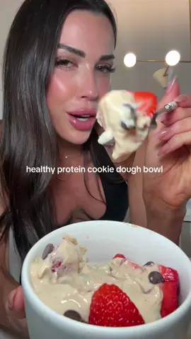 sugar free cookie dough that actually tastes amazing. I like pairing with strawberries or apples for a high volume dessert #healthydessert #lowcarbdessert #lowcarbrecipes 