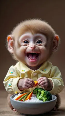 Cute monkey baby eating 😻 #animalsoftiktok #monkey #ai #fyp #foryoupage❤️❤️ 