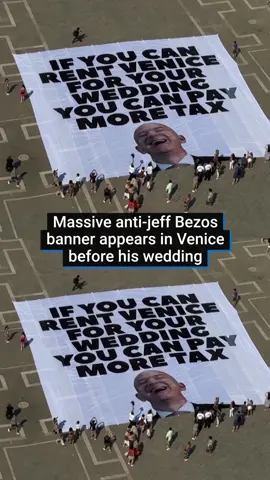 'You can pay more tax' Protestors are gearing up to disrupt the 'wedding of the century' in Venice as billionaire Amazon founder Jeff Bezos is due to marry Lauren Sanchez. A Greenpeace campaigner said: 'We think that one big billionaire can't rent a city for his pleasure.'  'We think that we need to tax the people that have a big, a huge number of money and use this money for reduce the impact of climate change, to increase the healthcare system, to increase the welfare state.' #amazon#venice#italy#weddingtok#blueorigin#climatecrisis#billion#jeffbezos#celebwedding