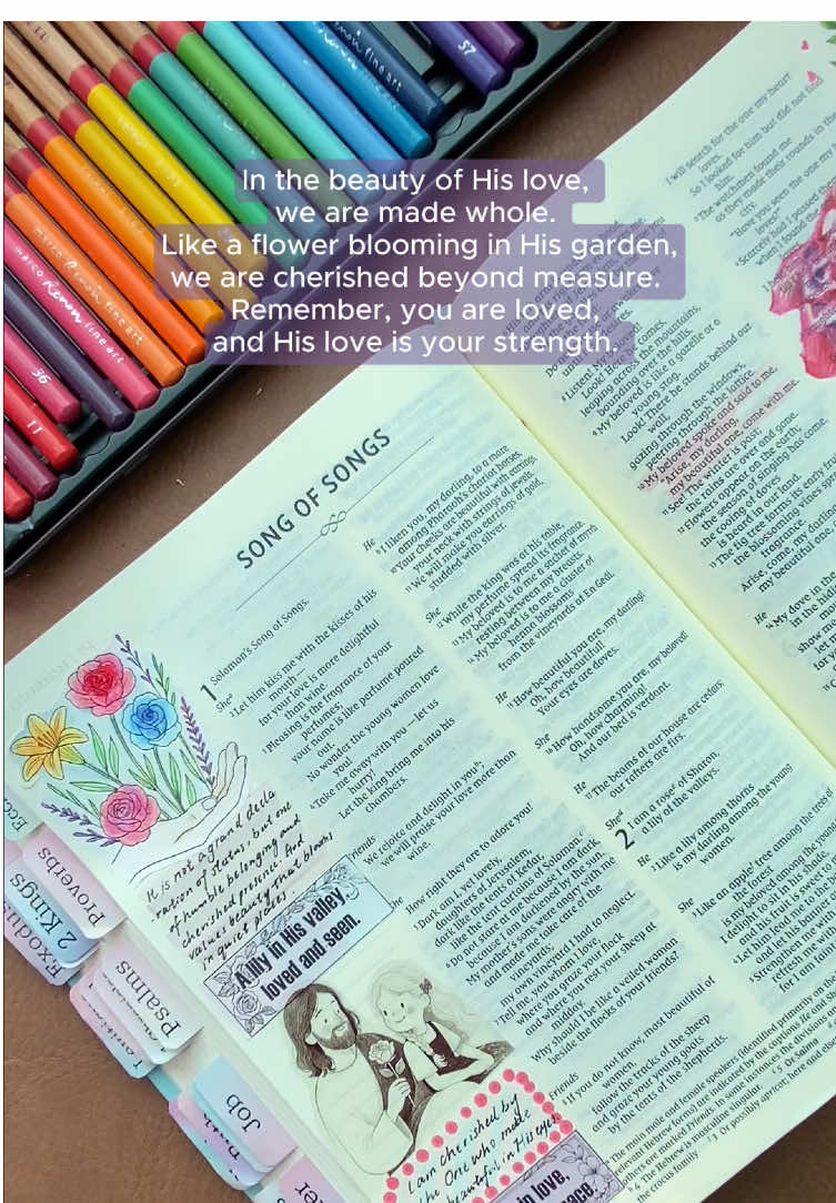 🌸 “I am the rose of Sharon, the lily of the valleys.” In the beauty of His love, we are made whole. 🌿 Like a flower blooming in His garden, we are cherished beyond measure. 🌷 Remember, you are loved, and His love is your strength. 💖 #biblejournaling #biblejournal #jesusloveyou #faithtag #biblestudy #bibleverse #faith #