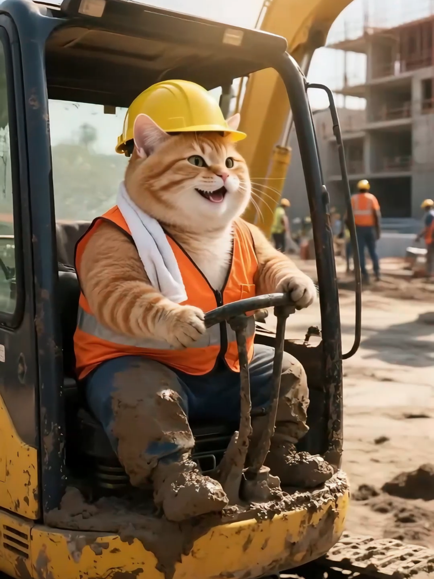 When a fat orange cat agrees to help you build a house #KittenCuteness #CatMood #sassycat#CatPerson #PetTok #CatLife#FelineFrenzy #Aicat #kitten