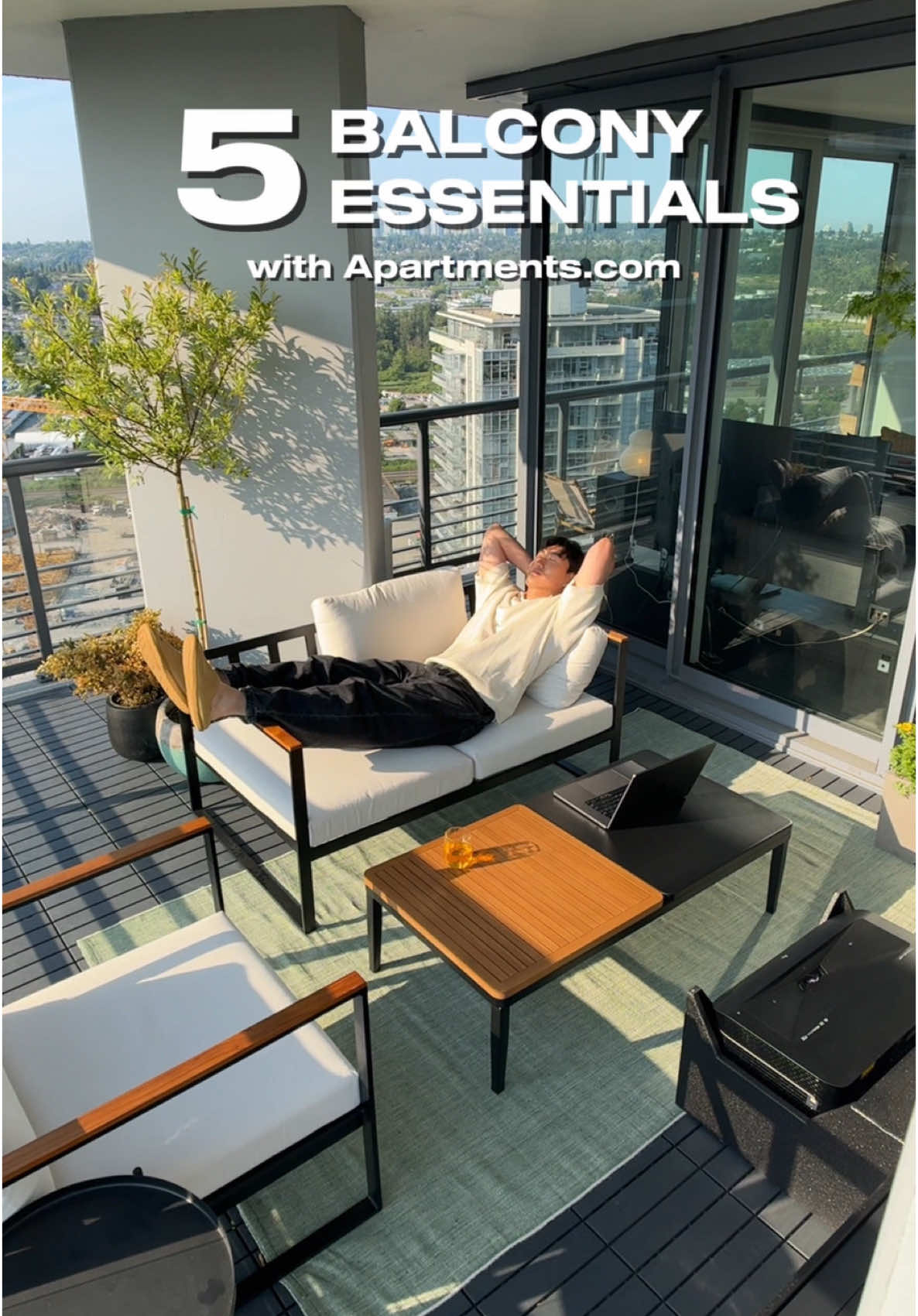 #ad My 5 balcony essentials with @Apartments.com ! #ApartmentsComPartner #homedecor #interiordesign #apartmenttheraphy #balcony #cozyhome #hometech #garden #minimalist #japandi #midcenturymodern