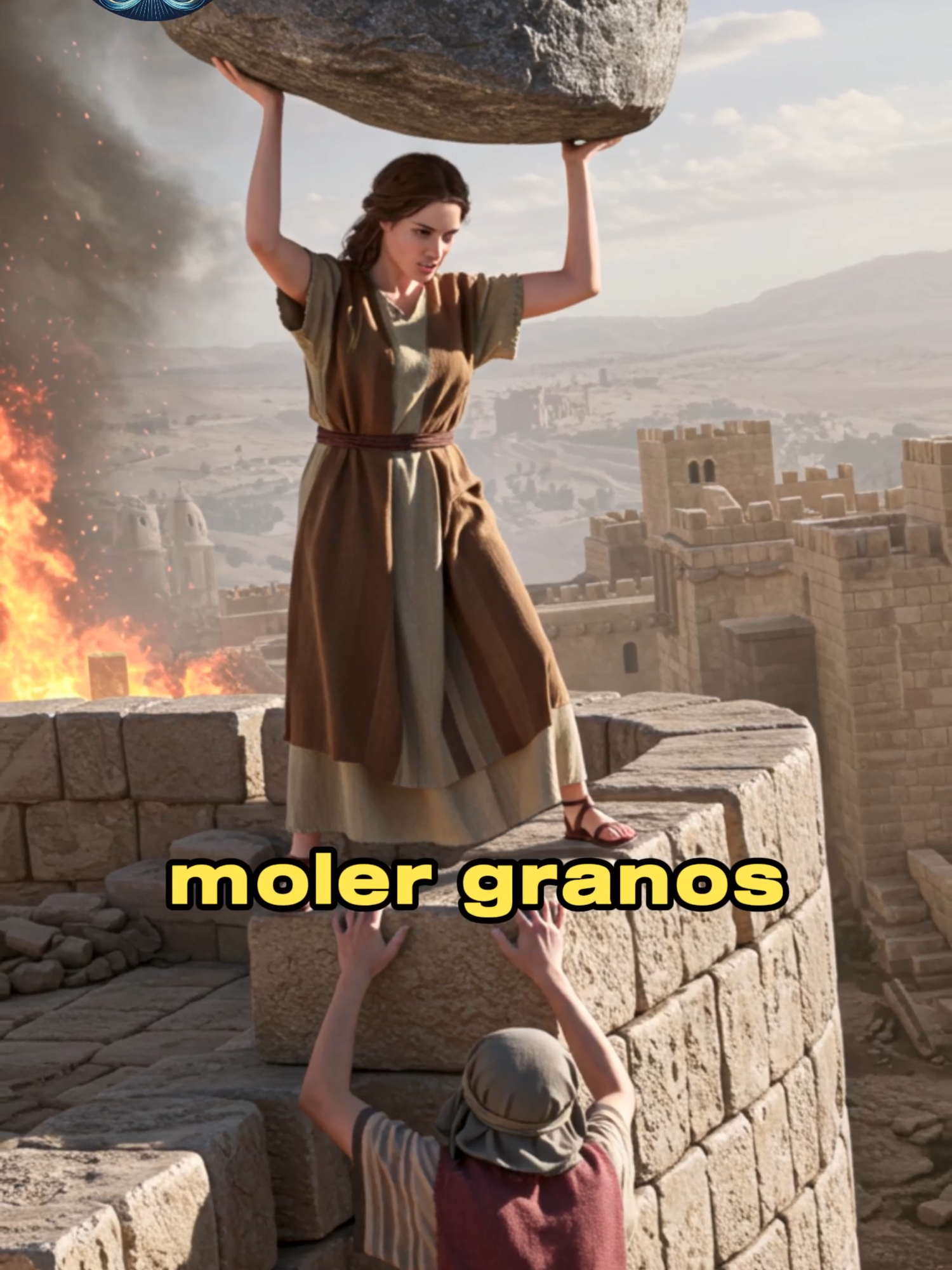🧱🩸 La mujer que derrotó a Abimelec 😮 ¡Con una sola piedra desde lo alto! 🔥📜 #historia #videoviral #biblia #viralvideos #paginaseternas