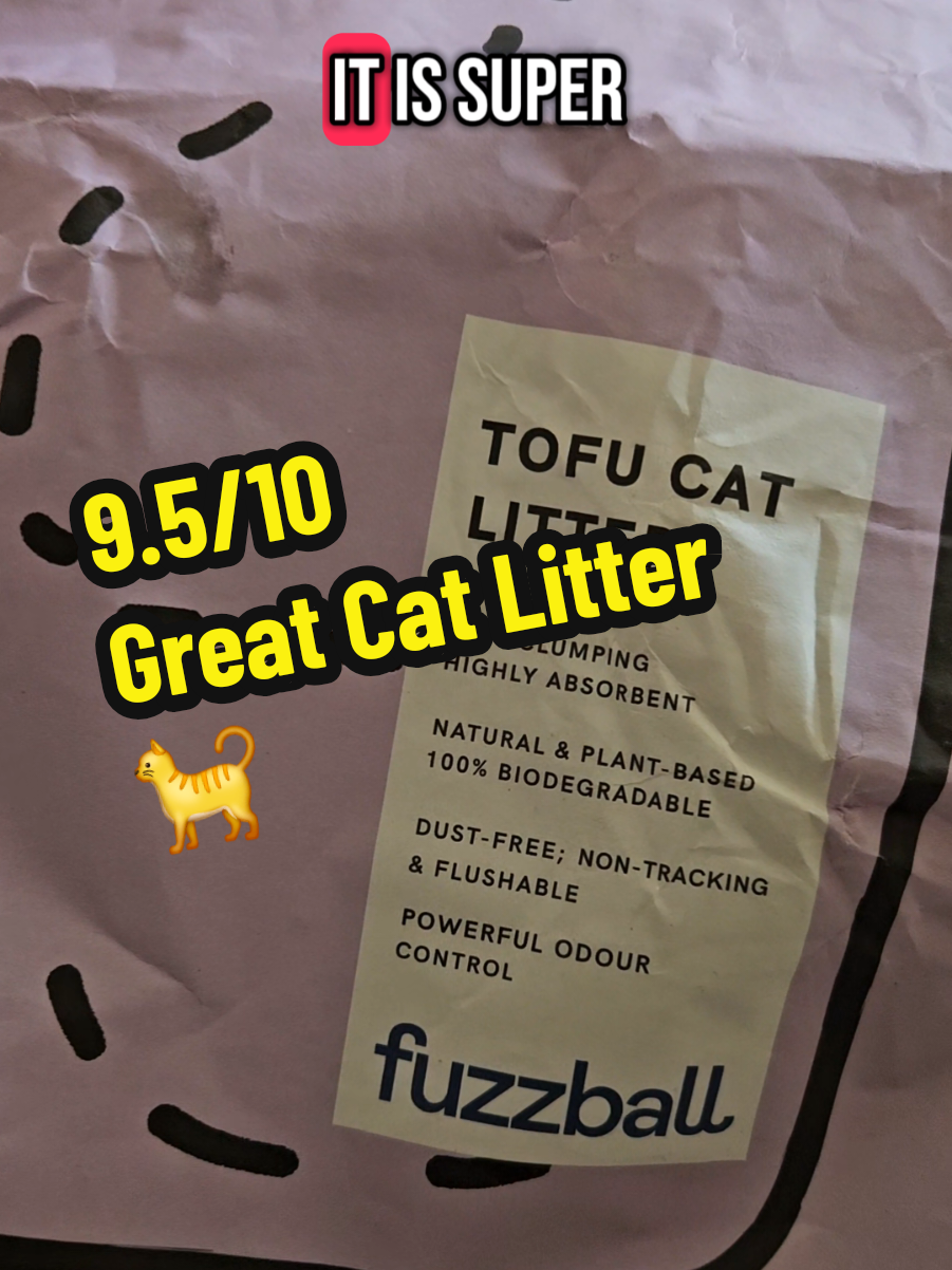 a solid 9.5/10 for this Tofu Cat Litter  #fuzzball #tofucatlitter #catsoftiktok #pettok #ilovemycat #bestcatlitter 