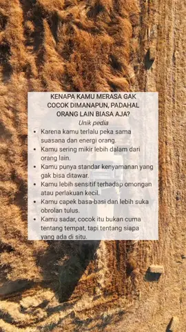 KENAPA KAMU MERASA GAK COCOK DIMANAPUN, PADAHAL ORANG LAIN BIASA AJA? #fyp #unikpedia #motivasihidup #inspirasidiri #faktapsikologi 