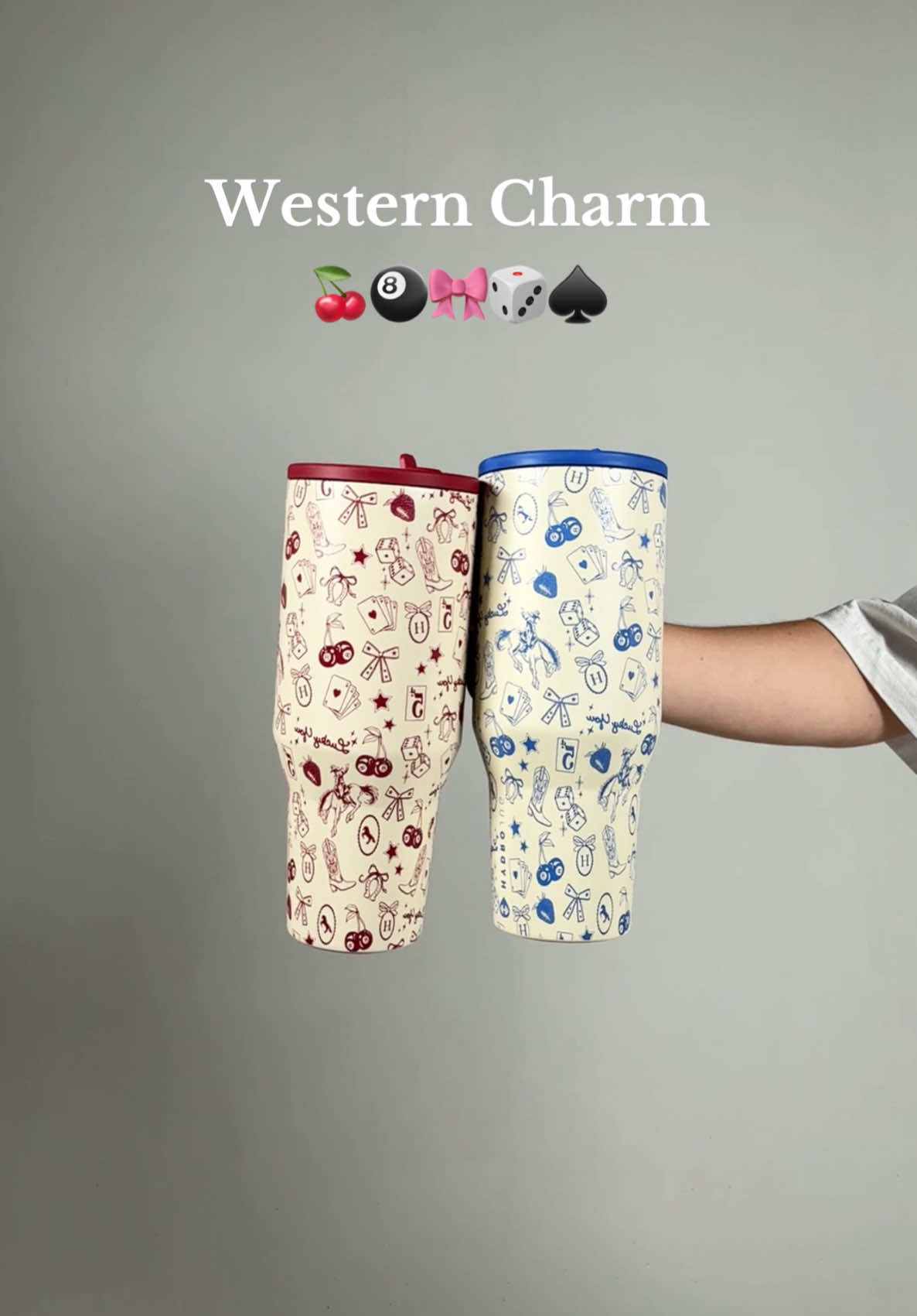 WESTERN CHARM✨🎱🎀👢🍓⭐️🍒 Available in red & blue!! Dropping 6/28 at 9am PST on our website!!🛍️ #westerncharm #country #hydrojug #leakproof 