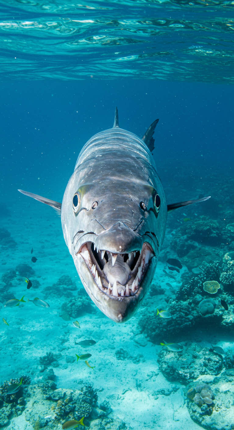 Unveiling the Mysteries of the Great Barracuda: The Secrets Behind One of the Ocean’s Fiercest Predators #barracuda  #marinebiology  #oceanlife  #wildlife #seacreatures 