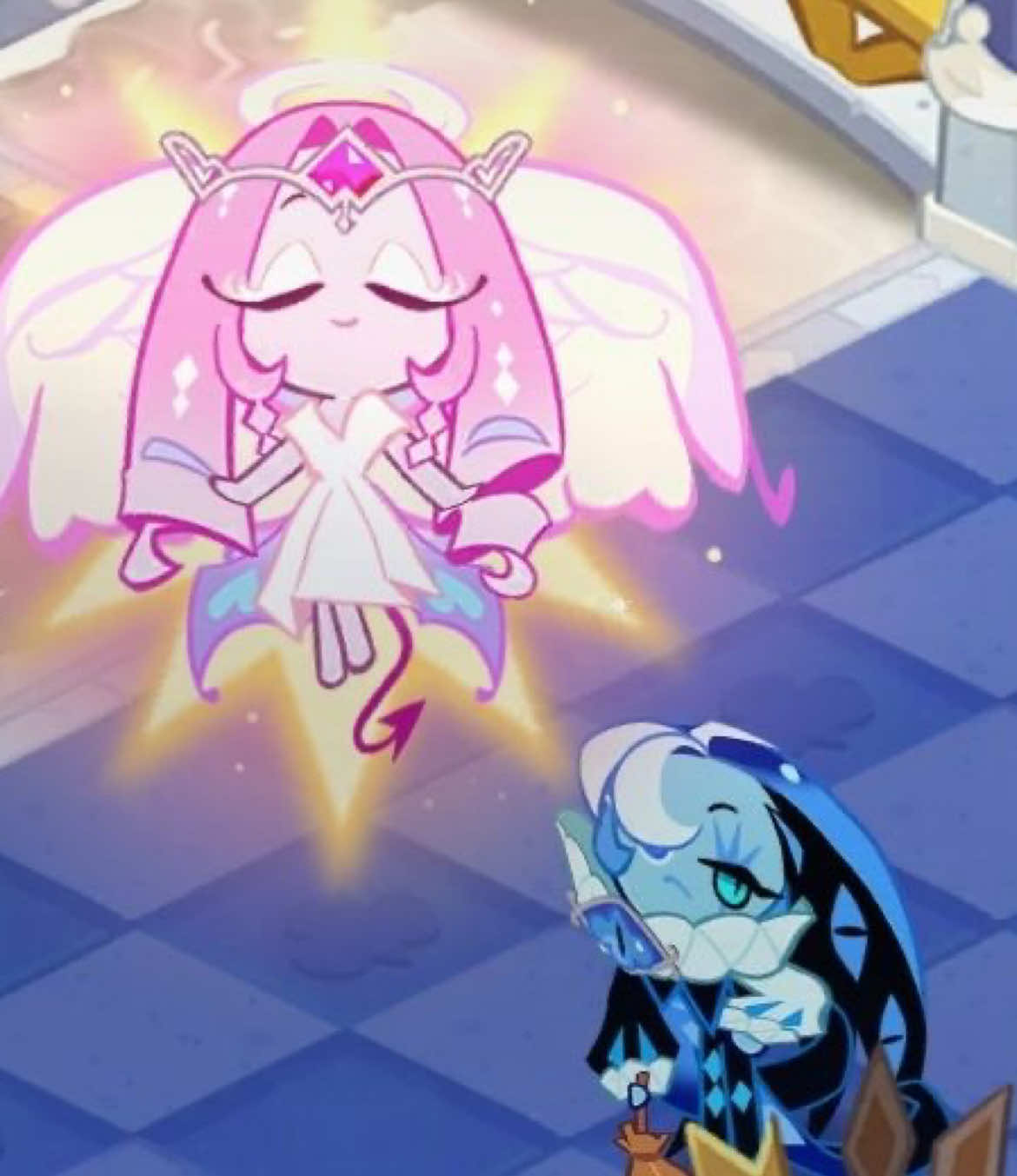 Not my usual posts… BUT THIS WAS SO ADORABLE #eternalsugarcookie #shadowmilkcookie #shadowsugar #crk #cookierunkingdom #cookierun 