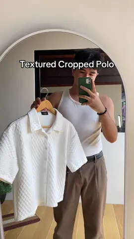 Textured Cropped Polo👔 #polo #texturedpolo #croppedpolo #cropped #textured #poloformen #Summer #outfit #summertime #pasukan #school #schooluniform #trousersoutfit 