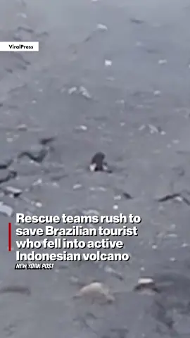 A massive rescue operation is underway after a hiker tumbled from a cliff next to the crater of an active Indonesian volcano, according to reports.