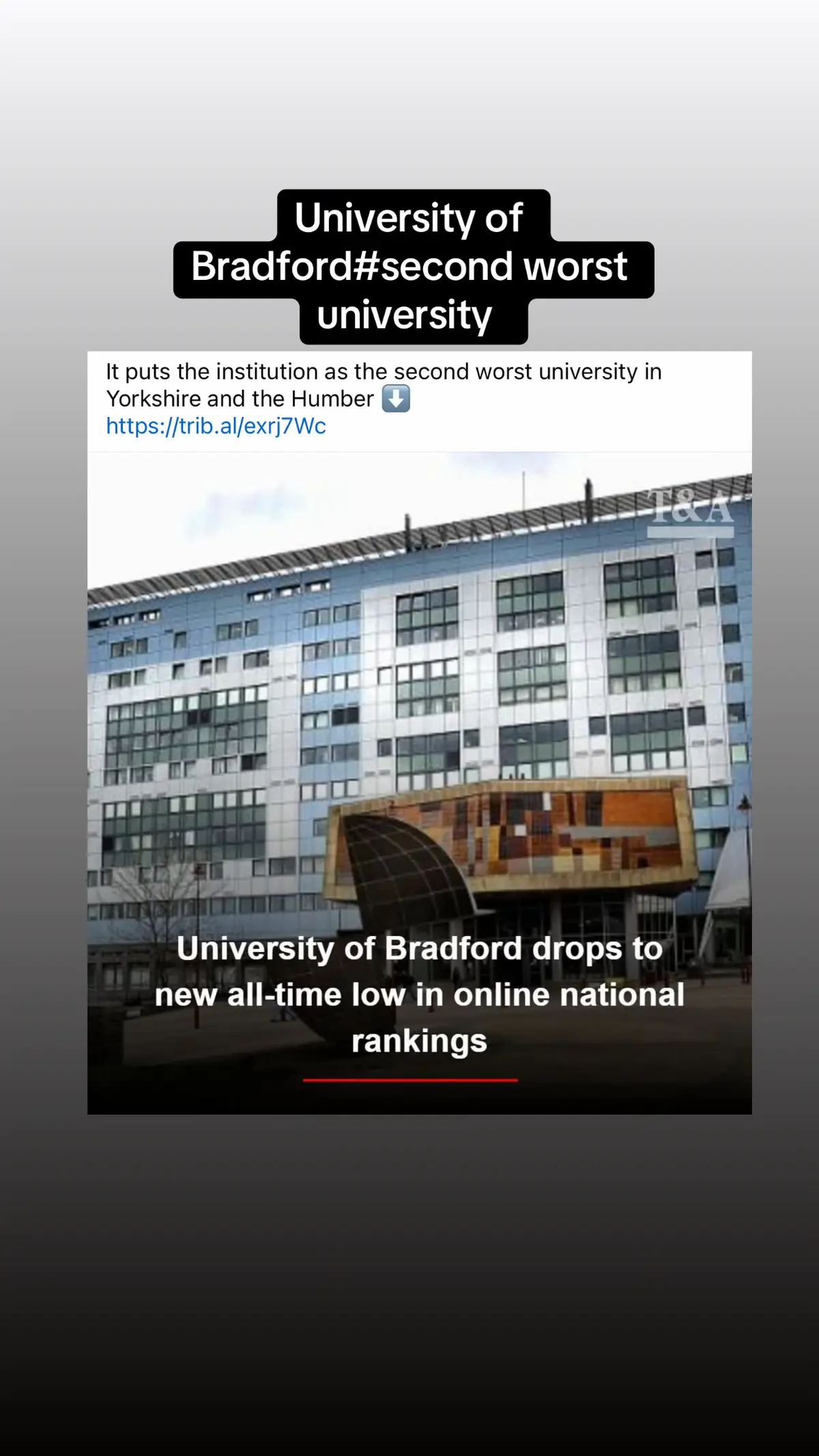 #bradford #university #bradfordcity #universityofbradford #worst #ranking #low #mustwatch #views #500k #unfreezemyacount 