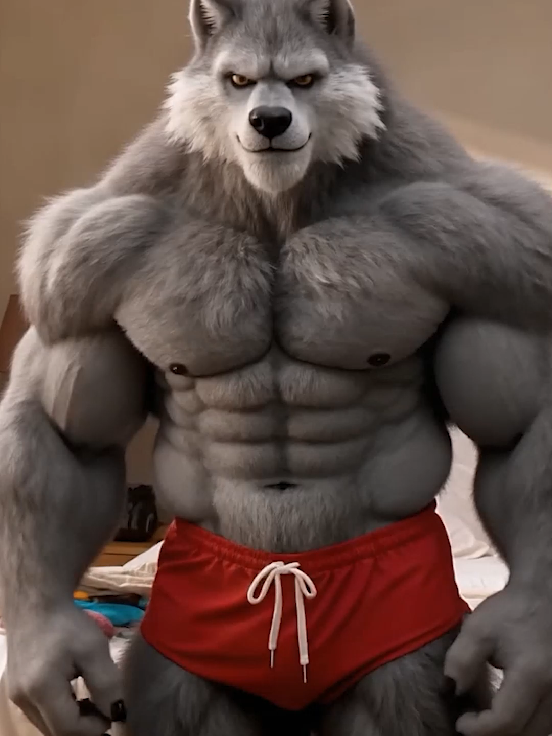 after a workout 💪🐺🩳 #furry #ai #aifurry #furryai #furryfandom #furryart #furrytok #bytedanceseedance #seedance #premierepro #thebadtouch #bloodhoundgang #grindr