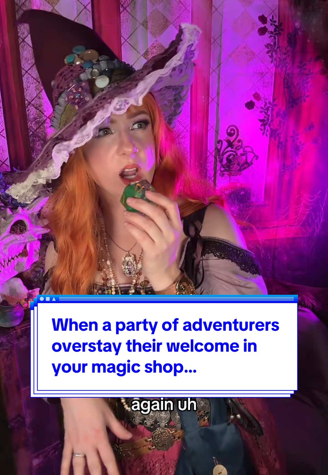 Cassandra’s Sorcery Supplies keeps struck shopping hours and they will be respected… or else.  I worked retail for 10+ years and there is NOTHING worse than a last minute shopper who just “needs to grab something real quick” …and is then in the store for 30 minutes 🙃 So OF COURSE as a Game Master I put a magical solution to THAT in my games!  #dnd #ttrpg #dungeonanddragons 