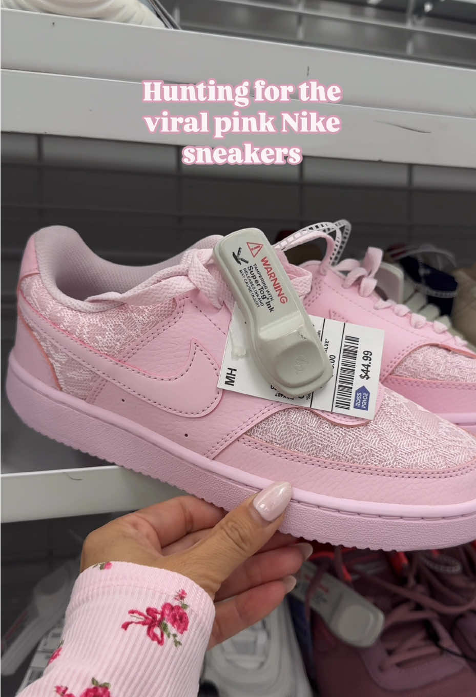 OMGEEEEEE! I found the viral pink Nike sneakers at @Ross Dress for Less ! 👟💗 #fyp #foryoupage #rossfinds #rossdressforless #rossdressforlessfinds #pink #nike #bows #shoppingvlog #shoppinghaul #shopwithme 