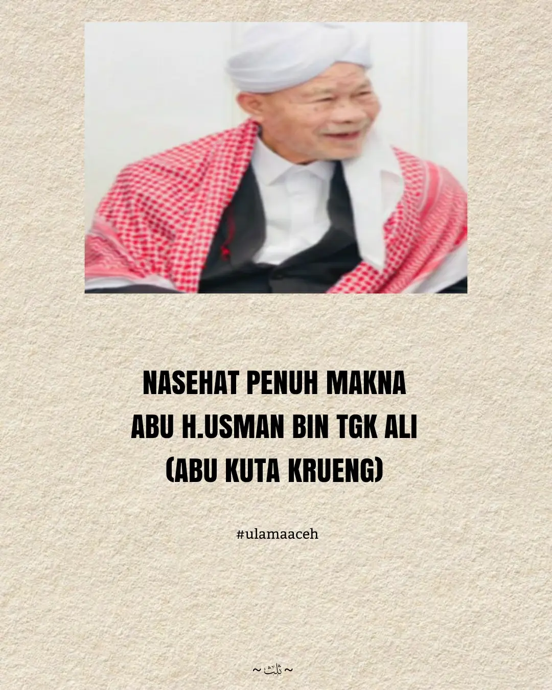 Lahir di Kuta Krueng Pidie Jaya pada tanggal 31 Desember 1940 dengan nama lengkap Tgk H Usman bin Tgk Alii.  Setelah menyelesaikan Sekolah Rakyat (SR) Tgk H Usman langsung menggeluti pengetahuan Islam di Dayah Ma'hadal Ulum Diniyyah Islamyyah (MUDI) Mesra Samalanga - Bireuen, semasa mengaji di Dayah MUDI Mesra Samalanga telah nampak terlihat kepribadian seorang ulama, mulai dari sifat, karakter hingga kemampuan menyerap berbagai ilmu pengetahuan dengan cepat. #fyp #4u #fyppage #xyzbca #quotes #abukutakrueng #dayahkutakrueng #reminder #ulamaaceh 