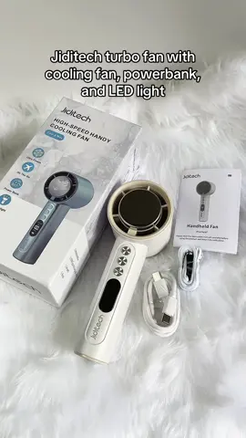 Jiditech turbo fan with cooling fan, powerbank, and LED light #jiditech #jiditechfan #coolerfan 
