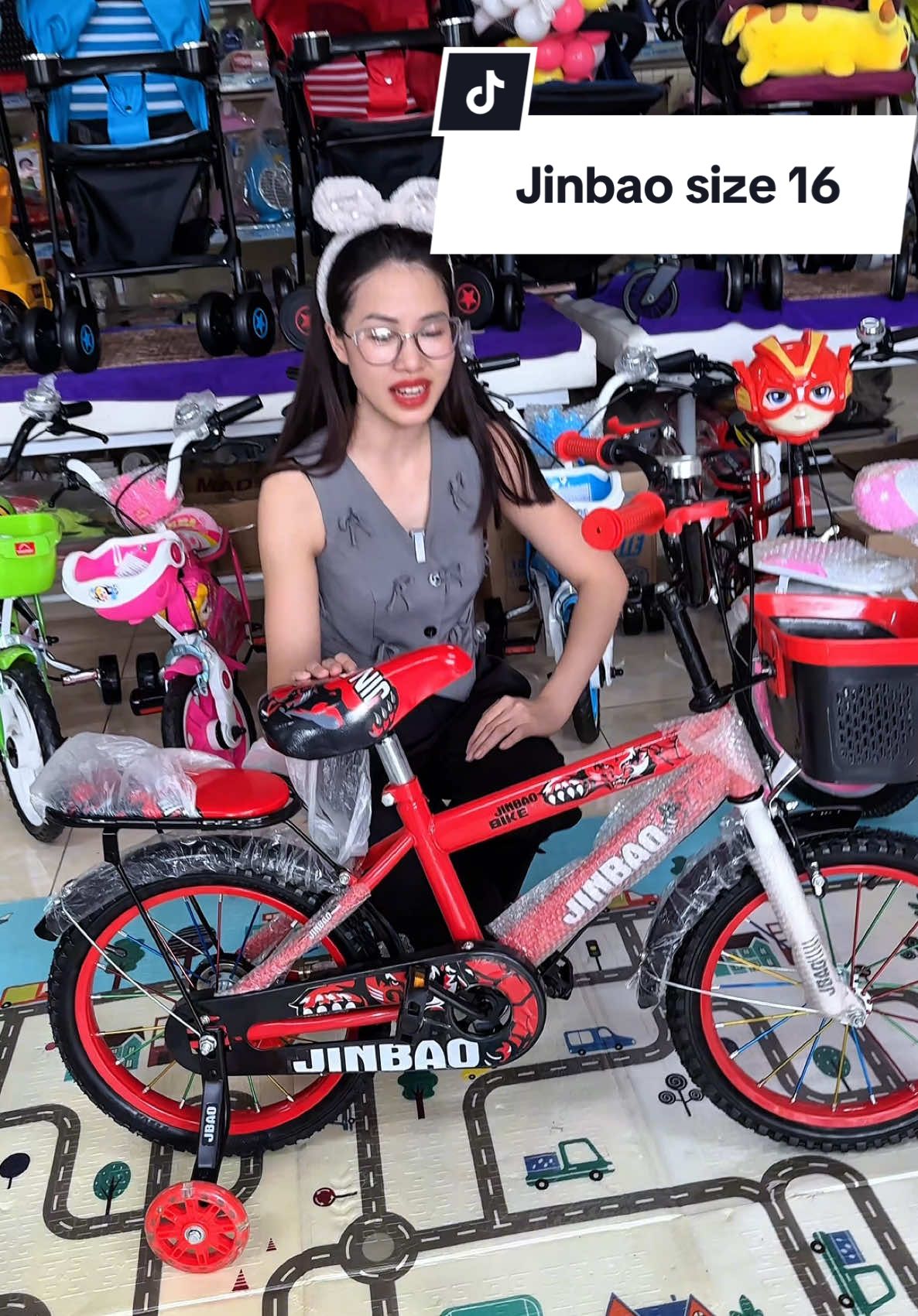 Xe đạp jinbao điều chỉnh độ cao của yên, kèm bánh phụ cho bé từ 2-8 tuổi#xuhuong #xetreem #xedap #xedaptreem #xedapthethao #xedapbegai #xedapbetrai #xedaptapdi 