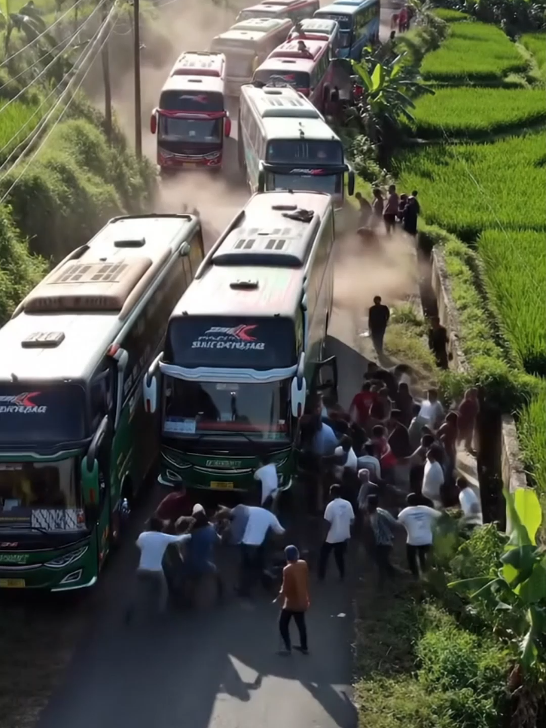 Dua Sopir Ngotot di Jalur Sempit, Lihat Akibatnya! Note: Video ini merupakan konten AI dari dentechannel, hanya simulasi dan dibuat untuk hiburan semata. #VideoAI #SimulasiAI #JalanSempit #AduEgoDiJalan #ReelsAI #TikTokAI #MacetTotal #ViralJalanan #dentechannel