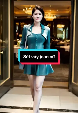 Sét đầm váy nữ chất jean 2 dây sang trọng và đẳng cấp #trend #xuhướng #viral #thoitrang #thoitrangnu #model 