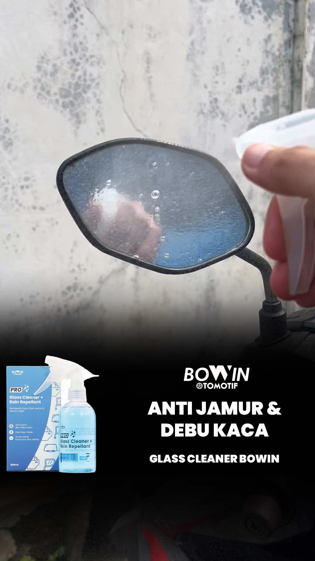 Makanya kalo berkendara liat kebelakang! #bowin #glasscleaner #dauntalas #efekdauntalas #kacamobil #antiair #kacaspion 