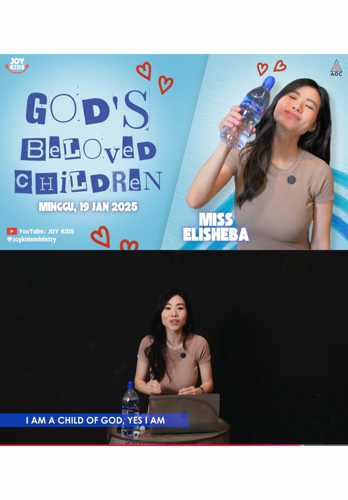 Kita semua adalah ANAK-ANAK TUHAN.. sekali kita jadi Anak Tuhan selamanya kita adalah Anak Tuhan Tujuan : Anak-anak mengerti bahwa mereka adalah anak-anak Allah dan mereka berharga di mata Tuhan. Super kebenaran : I AM A CHILD OF GOD, YES I AM Ayat Hafalan : 1 Yohanes 3:1a (BIS) Lihatlah betapa Allah mengasihi kita, sehingga kita diakui sebagai anak-anak-Nya. Dan memang kita adalah anak-anak Allah. 1 John 3:1a (NLT) See how very much our Father loves us, for he calls us his children, and that is what we are! Ayat Penuntun : Matius 3:13-17;4:1-11 (Matthew 3:13-17;4:1-11) #kidssermon #kidsservices #kotbahanakkecil #kotbahkristen #childrenchurch #joykidsministry #childofgod 