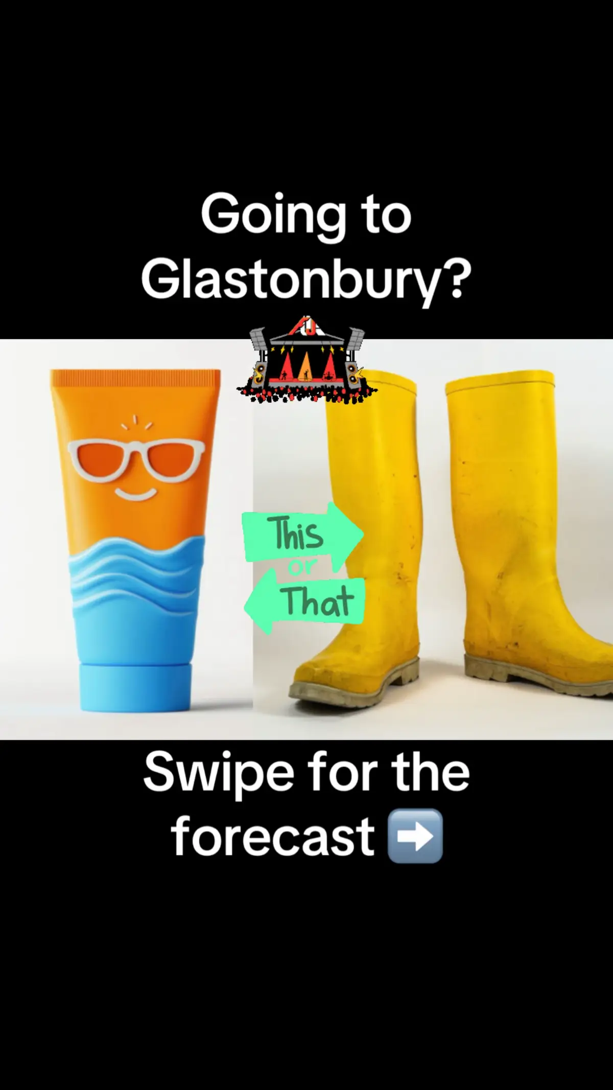 What’s the weather at Glastonbury? It’ll be a bit mixed over the 5 days but overall it’s looking pretty good for festival goers. There’ll be some rain in the air on Thursday but after that it looks largely dry and then the temperature and humidity will be rising as we hit the weekend. You’ll need to stay hydrated (by drinking water) and don’t forget the sun cream. Enjoy if you’re going and take our free up with you to keep up to date with the forecast. #glastonbury #glastonburyfestival 