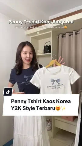 Replying to @Santi ini penny tshirt kaos cotton premium ala Y2K style✨ suka yg mana? #fyp #tshirt #babytee #boxyfit #cleangirlaesthetic #kaoswanita 