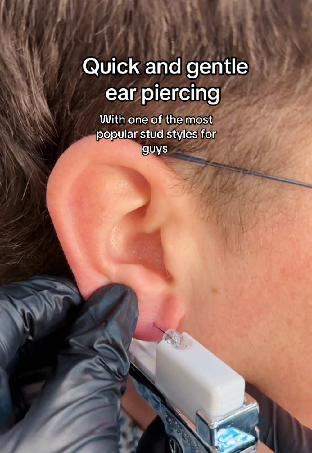 Fast, gentle and featuring a popular ear piercing style for men ;) #earpiercing #studex #newearpiercing #gentlepiercing #piercing #earpiercings #boyearpiercing 