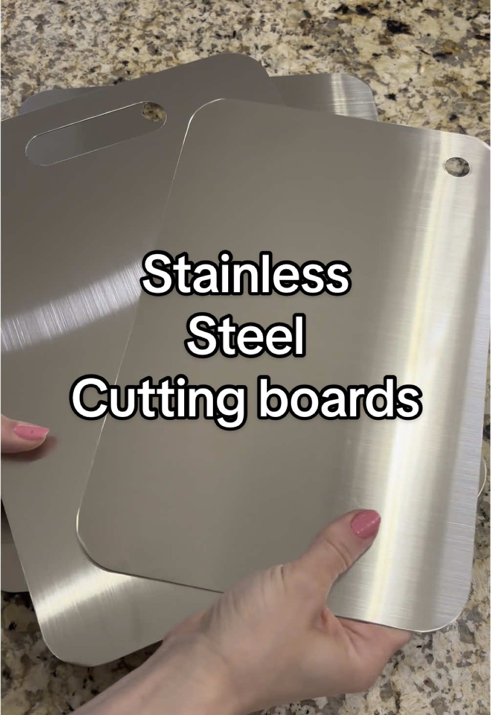 3 pack of Stainless steel cutting boards  . #cuttingboard #stainlesssteel #stainlesssteelcuttingboard #kitchengadgets #kitchensupplies #foodprep #nontoxic #nontoxicliving #nontoxicswaps 