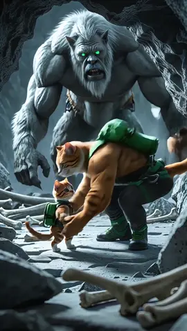 Whiskers Jr. Is kidnapped by a yeti while rock climbing!!!!🙀🐾🏔️  #cat #ai #yeti #rockclimb #mountain #folklore #scary #kitten #dad #bully #fyp 